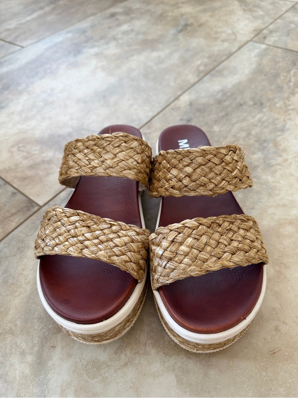 MIA Braided Tan Platform Slide Sandals - Picture 7 of 8